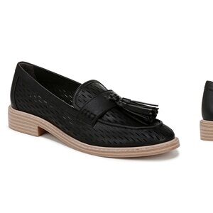 Franco Sarto Black Perforated Tassel Loafers